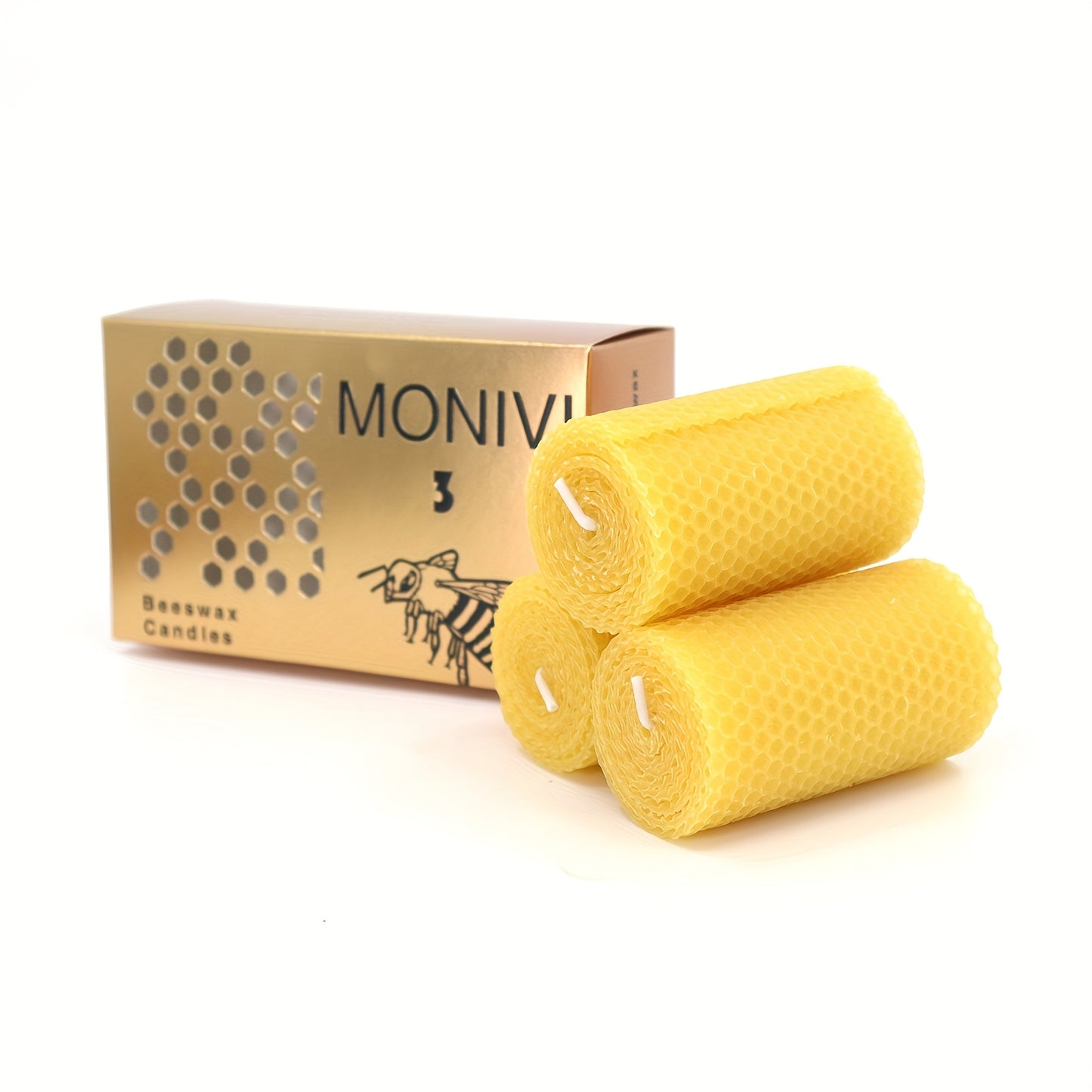 3-Pack Honeycomb Beeswax Candles