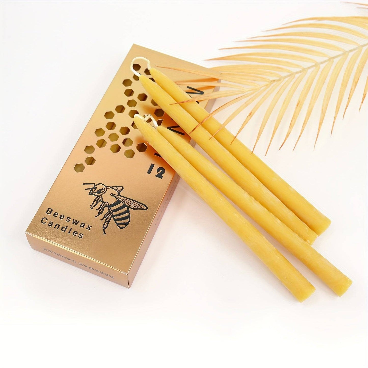 12-Pack Dripless Beeswax Taper Candles
