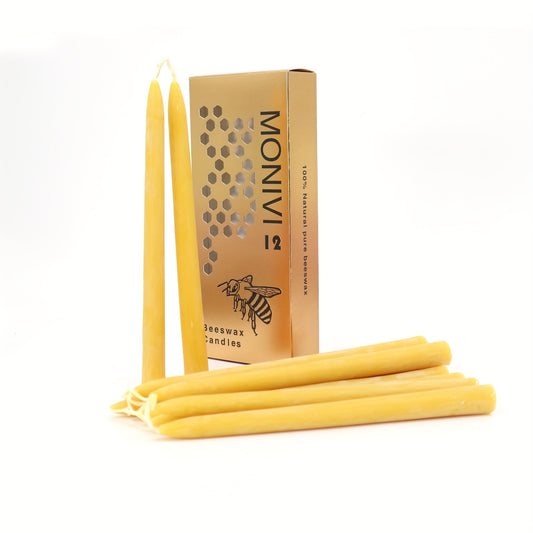 12-Pack Dripless Beeswax Taper Candles