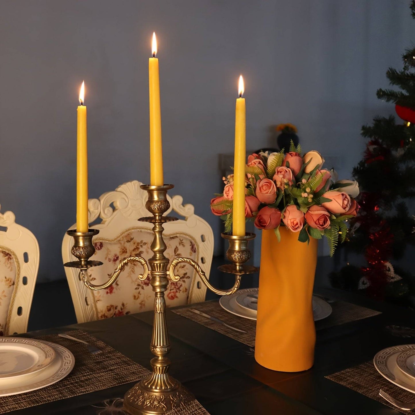 12-Pack Dripless Beeswax Taper Candles