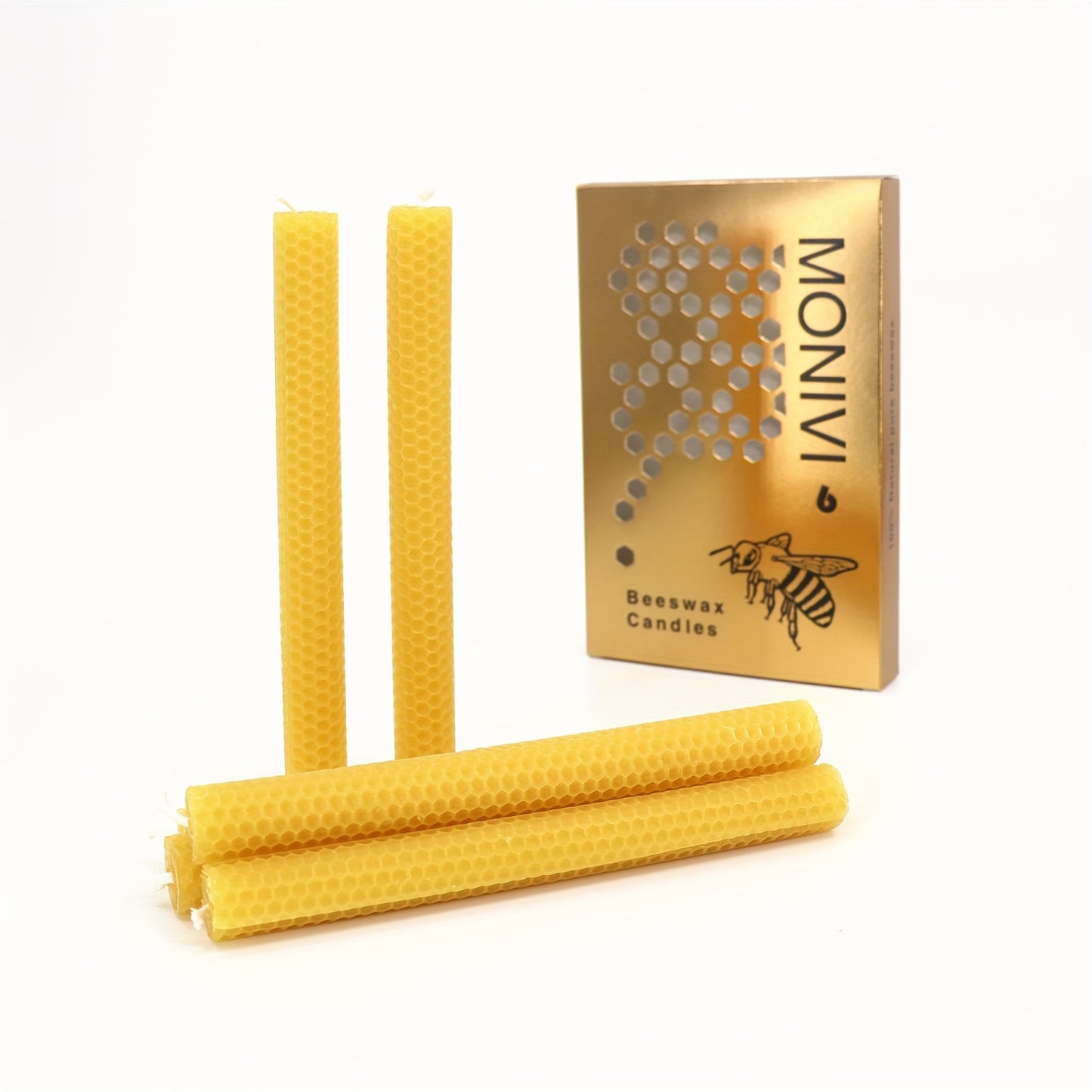 6-Pack 8" Hand Rolled Beeswax Candles