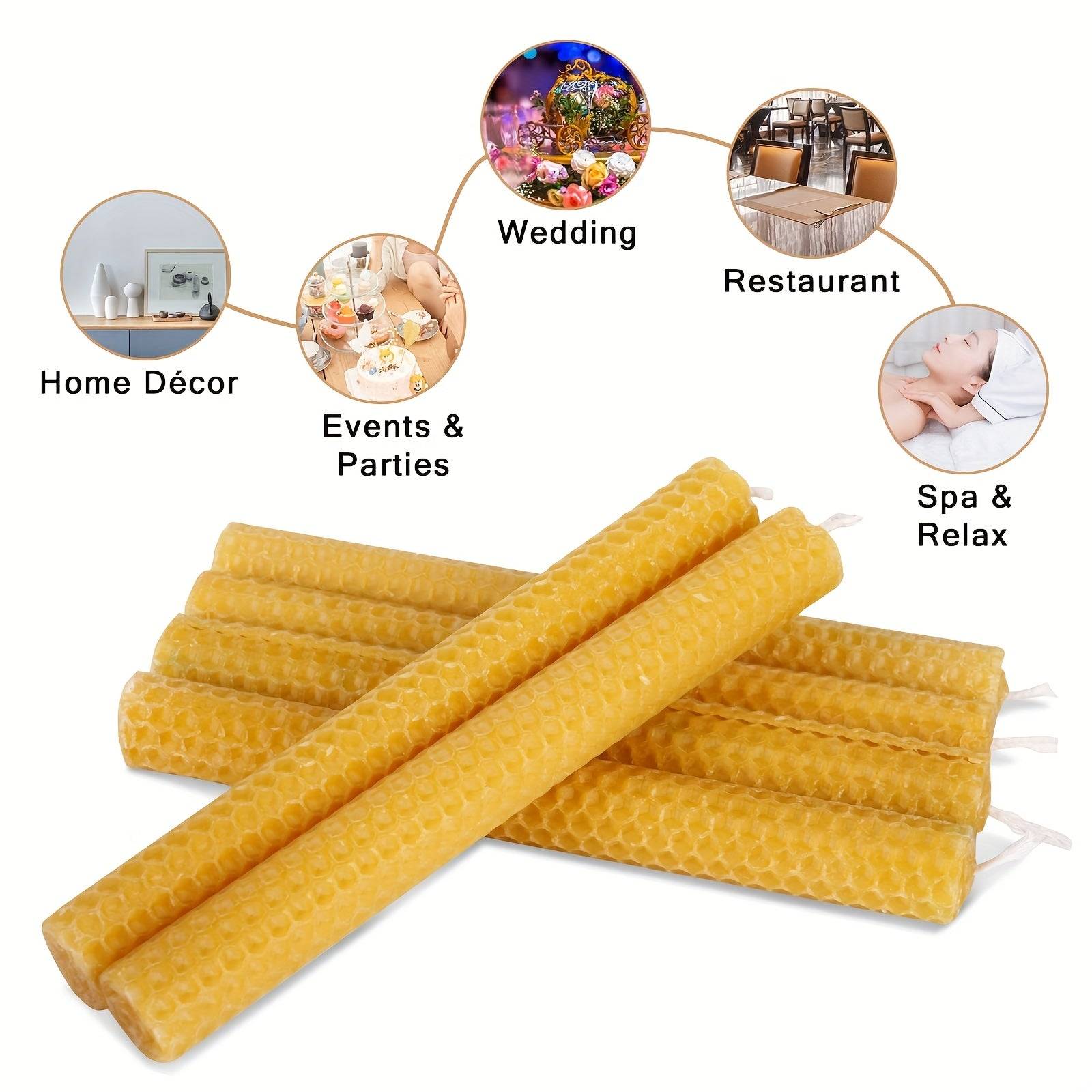 6-Pack 8" Hand Rolled Beeswax Candles