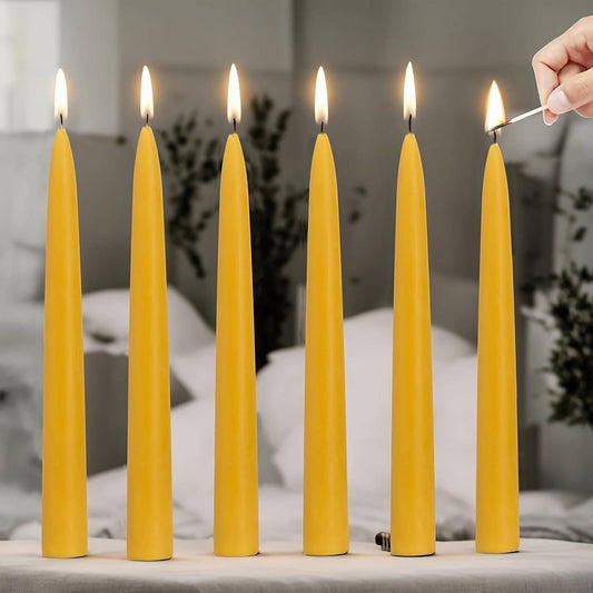 12-Pack Dripless Beeswax Taper Candles